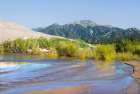 USA-Colorado Great Sand Dunes National Park Sangre De Cristo Mountains and Medano Creek Art Print